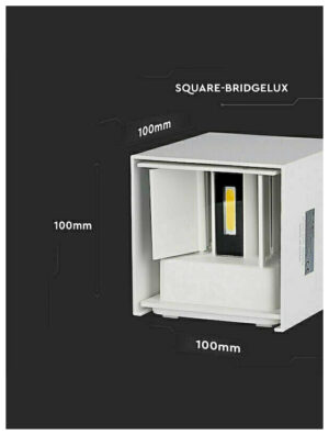 V-TAC LED επιτοίχιο φωτιστικό 11W τετράγωνο λευκό σώμα 4000K φυσικό λευκό Bridgelux chip 120lm/W 218528