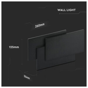 V-TAC Μοντέρνο Φωτιστικό Τοίχου με Ενσωματωμένο LED 11W 230V 1368lm 360° IP20 Μαύρο Σώμα Zεστό Λευκό 218204