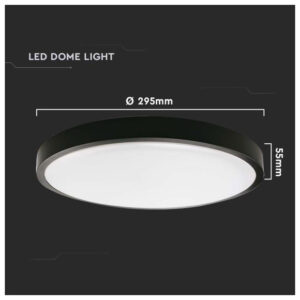 V-TAC Φωτιστικό LED Οροφής 24W 230V 360° 2400lm IP44 Ø295x55mm Στρογγυλό Φυσικό Λευκό Μαύρο Σώμα 7637