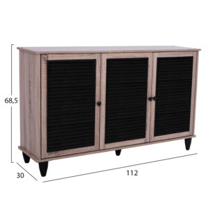 ΠΑΠΟΥΤΣΟΘΗΚΗ-ΝΤΟΥΛΑΠΙ MCKENNA 3ΠΟΡΤΕΣ HM2267.02 SONAMA-ΜΑΥΡΟ 112x30x68,5Υ εκ.