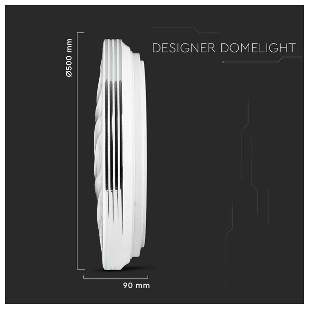 V-TAC Πλαφονιέρα Οροφής LED 60W 230V 360° 6000lm IP20 Ø500x90mm Πλαστική Στρογγυλή Wave Starry Cover με Εναλλαγή Χρωμάτων & Χειριστήριο Dimmable 2114611
