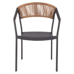 ΠΟΛΥΘΡΟΝΑ ΑΛΟΥΜΙΝΙΟΥ HM5891.01 ΑΝΘΡΑΚΙ ΣΚΕΛΕΤΟΣ&TEXTLINE-ΜΠΕΖ RATTAN 56,5x58x79Υ εκ.