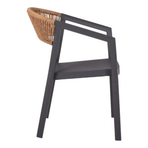 ΠΟΛΥΘΡΟΝΑ ΑΛΟΥΜΙΝΙΟΥ HM5891.01 ΑΝΘΡΑΚΙ ΣΚΕΛΕΤΟΣ&TEXTLINE-ΜΠΕΖ RATTAN 56,5x58x79Υ εκ.