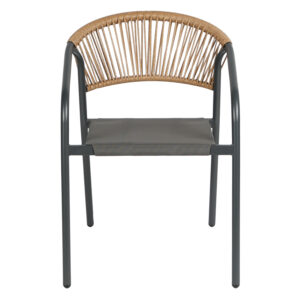 ΠΟΛΥΘΡΟΝΑ HOMAN HM6430.01 ΓΚΡΙ ΜΕΤΑΛΛΟ & TEXTILENE--ΜΠΕΖ P.E.RATTAN 53,5x62x75Υεκ