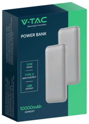 V-TAC PowerBank 10.000 mAh Ασημί 23035