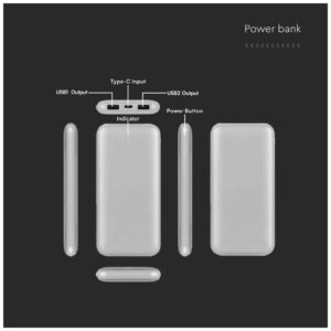 V-TAC PowerBank 10.000 mAh Ασημί 23035