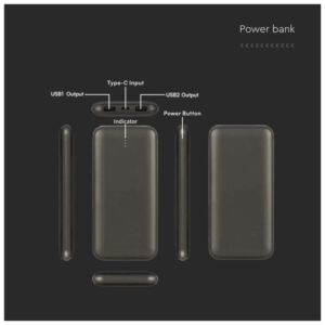 V-TAC PowerBank 10.000 mAh Γκρι 23037