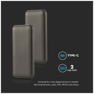 V-TAC PowerBank 10.000 mAh Γκρι 23037
