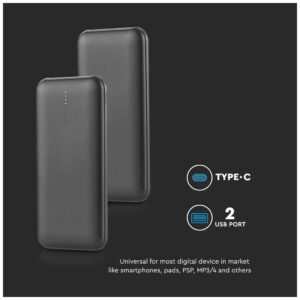 V-TAC PowerBank 10.000 mAh Μαύρο 23036