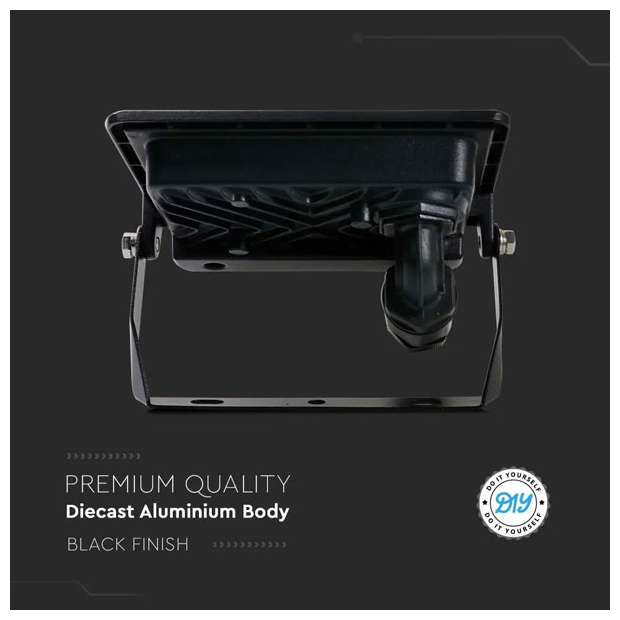 V-TAC Προβολέας LED SMD 30W 2340lm Samsung Chip με Ενσωματωμένο Στυπιοθλίπτη Μαύρο Σώμα Ζεστό Λευκό 20310