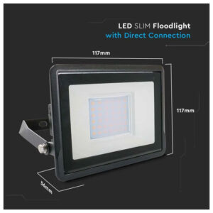 V-TAC Προβολέας LED SMD 30W 2340lm Samsung Chip με Ενσωματωμένο Στυπιοθλίπτη Μαύρο Σώμα Ζεστό Λευκό 20310