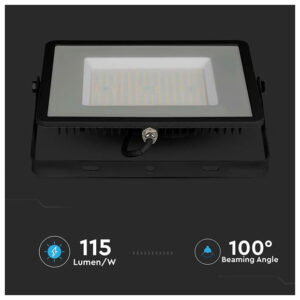 V-TAC Προβολέας LED SMD Slim 100W 100° 11500lm IP65 Samsung Chip G2 High Lumen Μαύρο Σώμα Φυσικό Λευκό 21766
