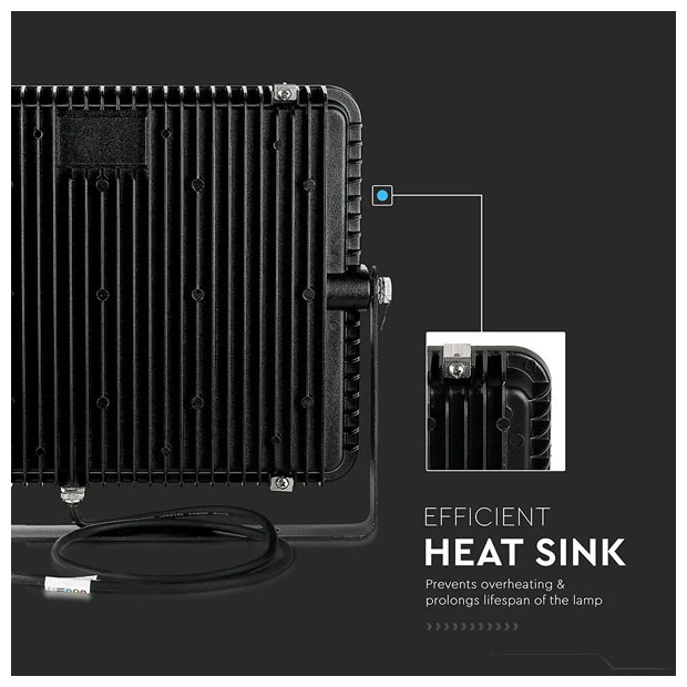 V-TAC Προβολέας LED SMD Slim 150W 100° 17300lm IP65 Samsung Chip G2 High Lumen Μαύρο Σώμα Ψυχρό Λευκό 21773