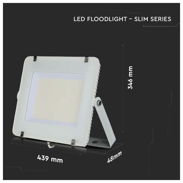 V-TAC Προβολέας LED SMD Slim 200W 100° 23000lm IP65 Samsung Chip G2 High Lumen Άσπρο Σώμα Φυσικό Λευκό 21787