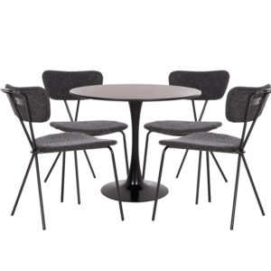 ΣΕΤ ΤΡΑΠΕΖΑΡΙΑΣ 5ΤΜΧ BROLIN HM21200 MDF TOP & ΜΕΤΑΛΛΟ ΜΑΥΡΟ-ΣΚΟΥΡΟ ΓΚΡΙ ΥΦΑΣΜΑ