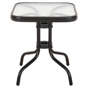 ΤΡΑΠΕΖΙ ΒΟΗΘΗΤΙΚΟ FIGO HM6067.03 ΜΕΤΑΛΛΙΚΟ ΜΑΥΡΟ-ΓΥΑΛΙΝΗ ΕΠΙΦΑΝΕΙΑ 45x45x51Yεκ