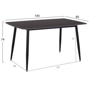 ΤΡΑΠΕΖΙ RAVEN HM18149.02 ΚΕΡΑΜΙΚΟ TOP ΜΕ ΟΨΗ ΜΑΥΡΟ ΜΑΡΜΑΡΟ 140x80x74Υεκ.