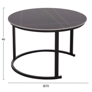 ΤΡΑΠΕΖΙ ΣΑΛΟΝΙΟΥ 2ΤΜΧ TALOS ΚΕΡΑΜΙΚΟ TOP ΜΕ ΟΨΗ ΜΑΥΡΟΥ ΜΑΡΜΑΡΟΥ HM18140.02 Φ70+Φ50