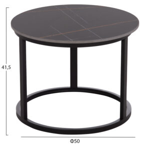 ΤΡΑΠΕΖΙ ΣΑΛΟΝΙΟΥ 2ΤΜΧ TALOS ΚΕΡΑΜΙΚΟ TOP ΜΕ ΟΨΗ ΜΑΥΡΟΥ ΜΑΡΜΑΡΟΥ HM18140.02 Φ70+Φ50