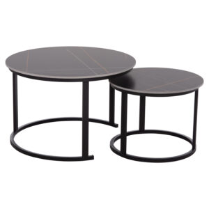 ΤΡΑΠΕΖΙ ΣΑΛΟΝΙΟΥ 2ΤΜΧ TALOS ΚΕΡΑΜΙΚΟ TOP ΜΕ ΟΨΗ ΜΑΥΡΟΥ ΜΑΡΜΑΡΟΥ HM18140.02 Φ70+Φ50