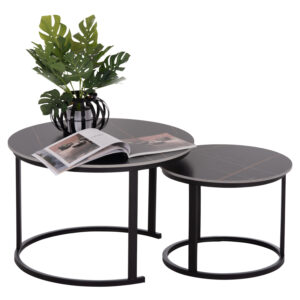 ΤΡΑΠΕΖΙ ΣΑΛΟΝΙΟΥ 2ΤΜΧ TALOS ΚΕΡΑΜΙΚΟ TOP ΜΕ ΟΨΗ ΜΑΥΡΟΥ ΜΑΡΜΑΡΟΥ HM18140.02 Φ70+Φ50