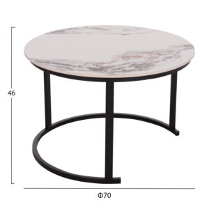 ΤΡΑΠΕΖΙ ΣΑΛΟΝΙΟΥ 2ΤΜΧ TALOS ΛΕΥΚΟ ΜΕ ΚΑΦΕ ΝΕΡΑ ΚΕΡΑΜΙΚΟ TOP HM18140.03 Φ70+Φ50