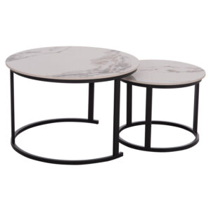 ΤΡΑΠΕΖΙ ΣΑΛΟΝΙΟΥ 2ΤΜΧ TALOS ΛΕΥΚΟ ΜΕ ΚΑΦΕ ΝΕΡΑ ΚΕΡΑΜΙΚΟ TOP HM18140.03 Φ70+Φ50