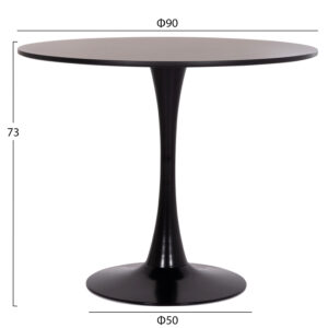 ΤΡΑΠΕΖΙ ΣΤΡΟΓΓΥΛΟ BROLIN HM18141.02 MDF TOP-ΒΑΣΗ ΜΕΤΑΛΛΙΚΗ--ΜΑΥΡΟ Φ90x73Υεκ