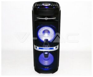 V-TAC Επαναφορτιζόμενο Φορητό Ηχείο 120W 2x10inch με Μικρόφωνο Τηλεχειριστήριο RF και Φωτισμό LED 7734