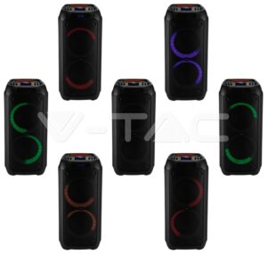 V-TAC Επαναφορτιζόμενο Ηχείο 40W με Μικρόφωνο Τηλεχειριστήριο RF και Φωτισμό RGB 8980