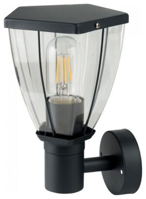 V-TAC Επιτοίχια Απλίκα Φαναράκι προς τα πάνω Μαύρο Ματ με ντουί Ε27 IP44 8628