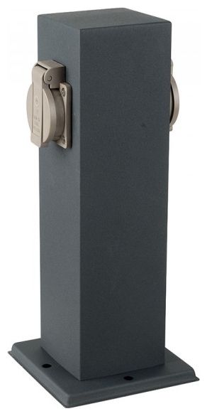 V-TAC Κολωνάκι με 2 Πρίζες Ασφαλείας Σούκο Ανοξείδωτες 16A Αδιάβροχο IP44  Γκρι  8820