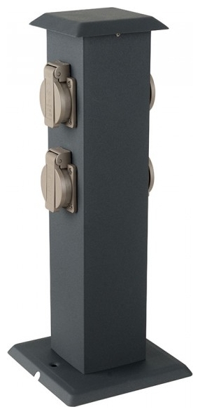 V-TAC Κολωνάκι με 4 Πρίζες Ασφαλείας Σούκο Ανοξείδωτες 16A Αδιάβροχο IP44  Γκρι  8821