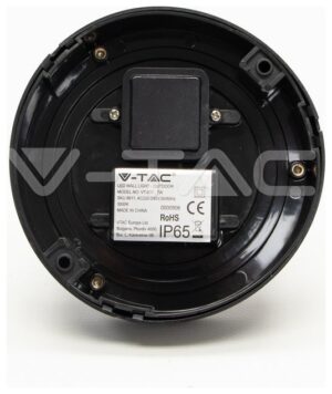 V-TAC LED Φωτιστικό Τοίχου Απλίκα Μαύρο Στρογγυλό Αδιάβροχο 7W Θερμό Λευκό 8611