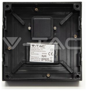 V-TAC LED Φωτιστικό Τοίχου Απλίκα Μαύρο Τετράγωνο Αδιάβροχο 7W Θερμό Λευκό 8612