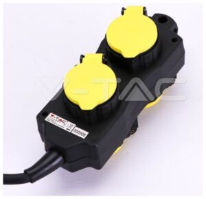 V-TAC Πολύπριζο Σούκο 4 Θέσεων με Καπάκια Αδιάβροχο IP44 3m Καλώδιο Μαύρο-Κίτρινο 8814