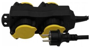 V-TAC Πολύπριζο Σούκο 4 Θέσεων με Καπάκια Αδιάβροχο IP44 3m Καλώδιο Μαύρο-Κίτρινο 8814