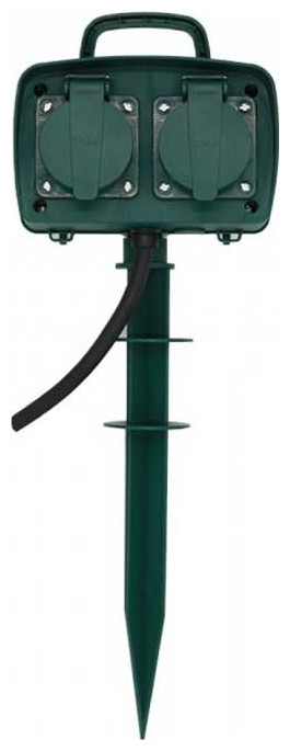 V-TAC Πολύπριζο Σούκο Καρφί Κήπου 4 Θέσεων με Καπάκια Αδιάβροχο IP44 3m Καλώδιο Πράσινο 8810