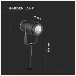 V-TAC 12W LED Προβολέας Κήπων με Spike Μαύρο Χρώμα 3000K IP65