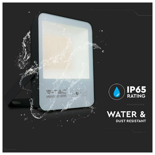 V-TAC Προβολέας LED Samsung chip 100W ψυχρό λευκό 6400K μαύρο σώμα 185lm/W Evolution 20454