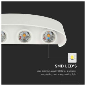 V-TAC Απλίκα Τοίχου LED 7W 940lm 150° IP65 Up-Down Τετραπλή Άσπρο Σώμα Ζεστό Λευκό 218617