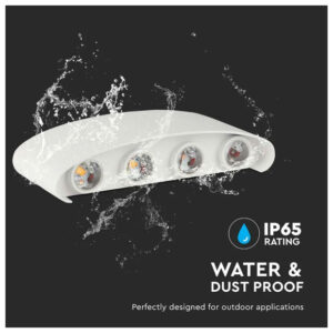 V-TAC Απλίκα Τοίχου LED 7W 940lm 150° IP65 Up-Down Τετραπλή Άσπρο Σώμα Ζεστό Λευκό 218617