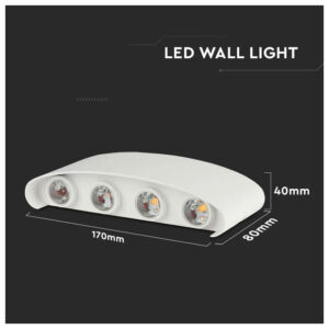 V-TAC Απλίκα Τοίχου LED 7W 940lm 150° IP65 Up-Down Τετραπλή Άσπρο Σώμα Ζεστό Λευκό 218617