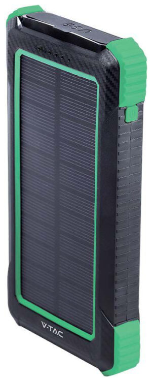 V-TAC Ηλιακό Power Bank 10000mAh 10W με Θύρα USB-A Μαύρο