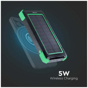 V-TAC Ηλιακό Power Bank 10000mAh 10W με Θύρα USB-A Μαύρο