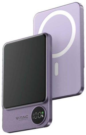 V-TAC MagSafe Power Bank 5000mAh 20W με Θύρα USB-C Μωβ