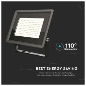 V-TAC Προβολέας LED SMD 100W 8700lm 110° IP65 F-CLASS Μαύρο Σώμα Ζεστό Λευκό 6721