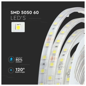 V-TAC Ταινία LED SMD 24V 10W 830lm/m 60LEDs/m 120° IP65 Ψυχρό Λευκό 212564 (5 μέτρα)