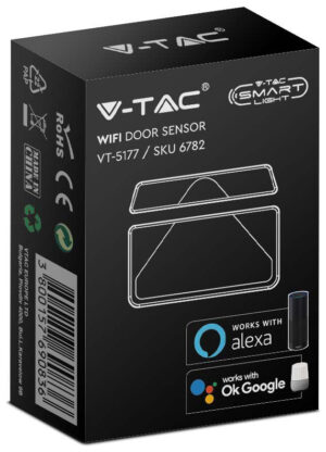 V-TAC WiFi Αισθητήρας Πόρτας/Παραθύρου σε Λευκό Χρώμα 6782