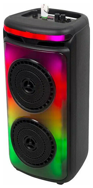 V-TAC Επαναφορτιζόμενο φορητό ηχείο 20W με ενσύρματο μικρόφωνο και χειρισμό RF (2*6.5inch) 7676